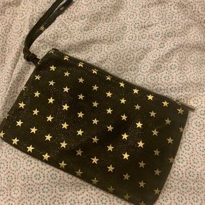 Brown and Gold Leather Clutch